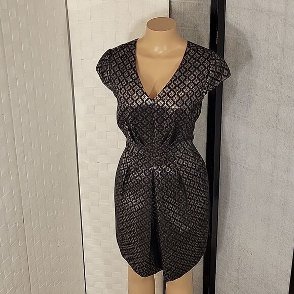 DANIEL CREMIEUX SLEEVELESS METALLIC EMBROIDERY EMBELLISHMENTS COCKTAIL DRESS - Picture 13 of 13